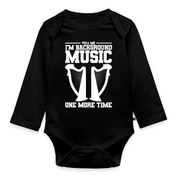 Harfe Musikinstrument - Baby Bio-Langarm-Body - Schwarz - Vorne