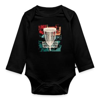 Discgolf Disc Golf Jungen Discgolfer Herren - Baby Bio-Langarm-Body - Schwarz - Vorne