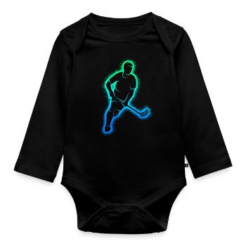 Floorball Innebandy Salibandy Garçons Floorball - Body Bébé bio manches longues - noir - Devant