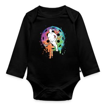 Floorball Innebandy Garçons Enfants Floorball - Body Bébé bio manches longues - noir - Devant