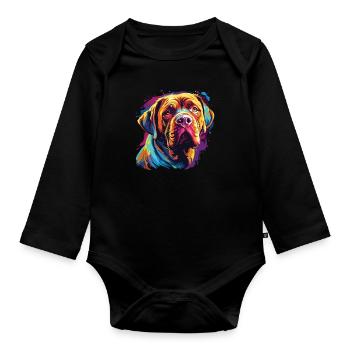 Aquarelle Colorée Dogue de Bordeaux - Body Bébé bio manches longues - noir - Devant