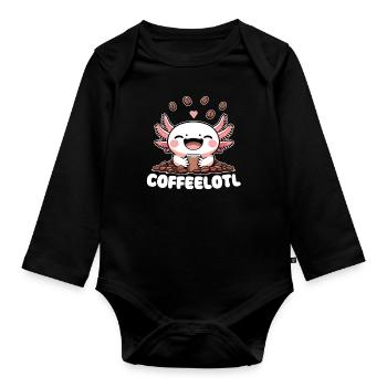 Axolotl Coffeelotl Coffee lovers süße Axolotls - Baby Bio-Langarm-Body - Schwarz - Vorne