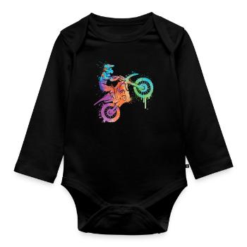 Dirt Biker Dirt Bike Boys Motorcross Kids - Organic Longsleeve Baby Bodysuit - black - Front