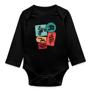 Motocross Dirt Bike Moto Garçons Dirt Bike - Body Bébé bio manches longues - noir - Devant