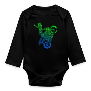 Super Sports Motorcycle Rider Boys Racing Machine - Organic Longsleeve Baby Bodysuit - black - Front