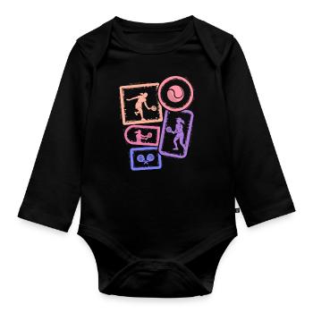 Padel Tennis Padel Girls Women Padel - Organic Longsleeve Baby Bodysuit - black - Front