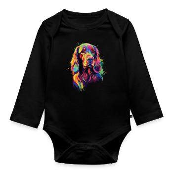 Watercolor Colorful Irish Setter - Organic Longsleeve Baby Bodysuit - black - Front