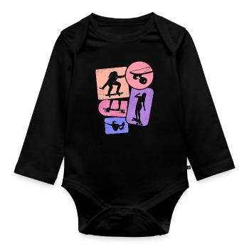 Skater Skateboarder Femme Skateboard Fille - Body Bébé bio manches longues - noir - Devant