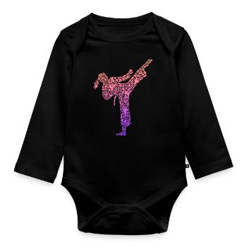 Karaté Fille Arts Martiaux Filles Femmes Taekwondo - Body Bébé bio manches longues - noir - Devant