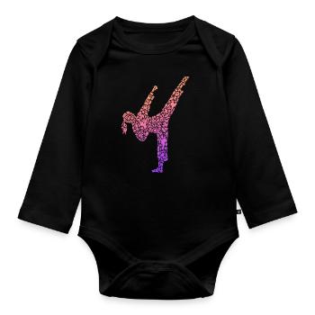 Karaté Fille Arts Martiaux Filles Femmes Taekwondo - Body Bébé bio manches longues - noir - Devant