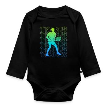 Joueur de tennis Vintage Joueur de tennis pour garçons pour hommes - Body Bébé bio manches longues - noir - Devant