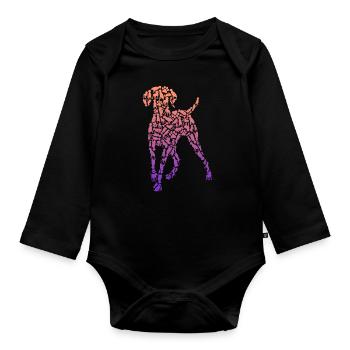 Braque de Weimar chien chien maman dames enfants Vizslas - Body Bébé bio manches longues - noir - Devant