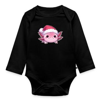 Axolotl Noël Axolotls mignons Joyeux Noël - Body Bébé bio manches longues - noir - Devant