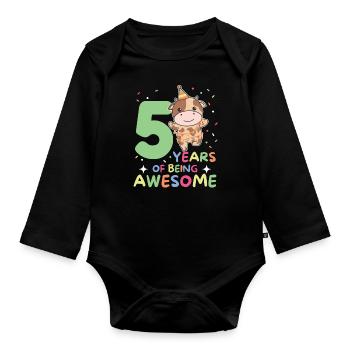 Vache pour les enfants de 5 ans - Body Bébé bio manches longues - noir - Devant