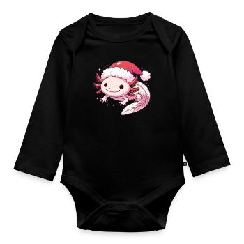 Axolotl Noël Axolotls mignons Joyeux Noël - Body Bébé bio manches longues - noir - Devant