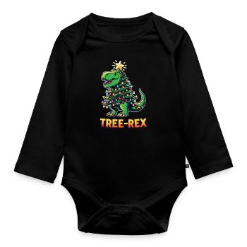 Tree-Rex lustiger Dinosaurier Wortspiel T-Rex - Baby Bio-Langarm-Body - Schwarz - Vorne