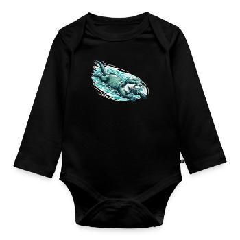 Loutre animaux mignons pour les enfants dessinant des loutres - Body Bébé bio manches longues - noir - Devant