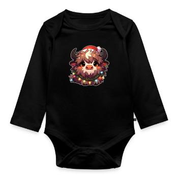 Weihnachtsmütze Weihnachten Lichterkette Yak - Baby Bio-Langarm-Body - Schwarz - Vorne