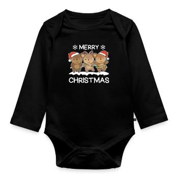 Merry Christmas Deer Christmas Eve Deer - Organic Longsleeve Baby Bodysuit - black - Front