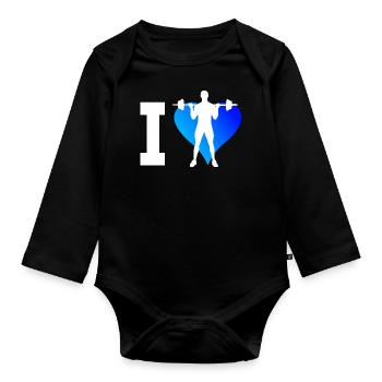 Damen Krafttraining Herren Ausdauertraining - Baby Bio-Langarm-Body - Schwarz - Vorne