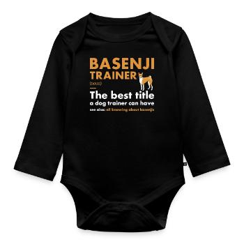 Chien Basenji Dresseur Definiton - Body Bébé bio manches longues - noir - Devant