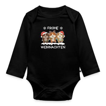 Frohe Weihnachten Meerschweinchen Heiligabend - Baby Bio-Langarm-Body - Schwarz - Vorne