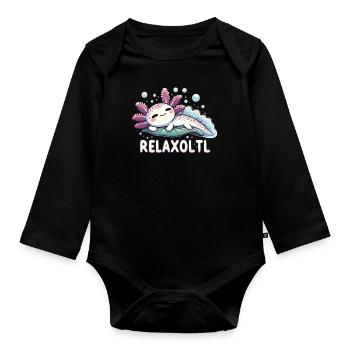 Relaxolotl Axolotl Lovers Cute Animals Relax - Organic Longsleeve Baby Bodysuit - black - Front