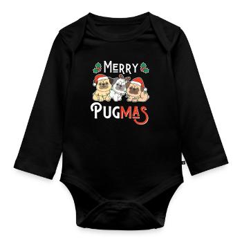 Le jeu de mots de Merry Pugma Carlin Noël - Body Bébé bio manches longues - noir - Devant