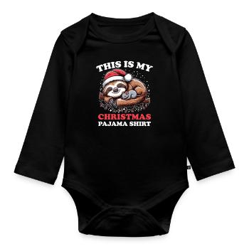 Sloth Mouse Christmas Pajamas Sloths - Organic Longsleeve Baby Bodysuit - black - Front