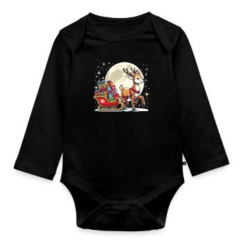 Reindeer Christmas Sleigh Gifts Christmas - Organic Longsleeve Baby Bodysuit - black - Front