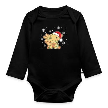 Axolotls Noël Hiver Animaux Axolotls - Body Bébé bio manches longues - noir - Devant