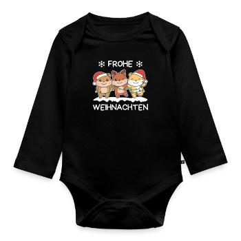 Merry Christmas Hamster Christmas Eve Hamster - Organic Longsleeve Baby Bodysuit - black - Front
