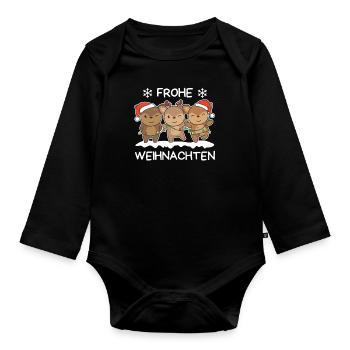 Merry Christmas Deer Christmas Eve Deer - Organic Longsleeve Baby Bodysuit - black - Front