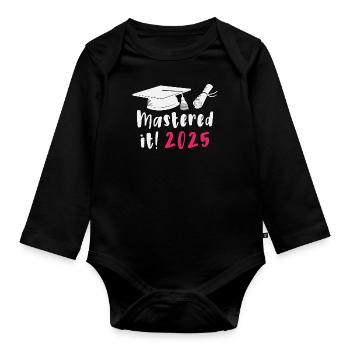Gemeistert 2025 Master Abschluss Graduiert 2025 - Baby Bio-Langarm-Body - Schwarz - Vorne
