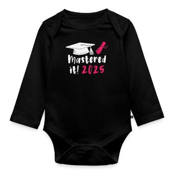 Mastered It 2025 Masters Degree Graduation 2025 - Baby Bio-Langarm-Body - Schwarz - Vorne