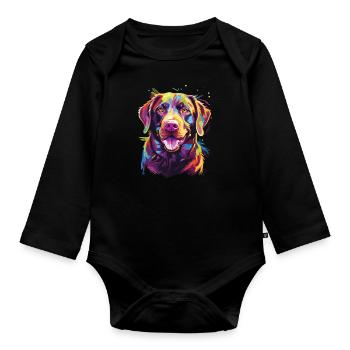 Aquarelle colorée Chesapeake Bay Retriever - Body Bébé bio manches longues - noir - Devant