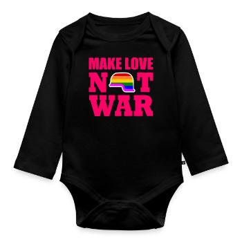 Make love not war - Body Bébé bio manches longues - noir - Devant