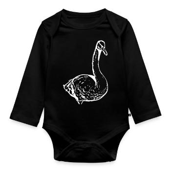 Schwan weiß Ente Vogel Gans - Baby Bio-Langarm-Body - Schwarz - Vorne