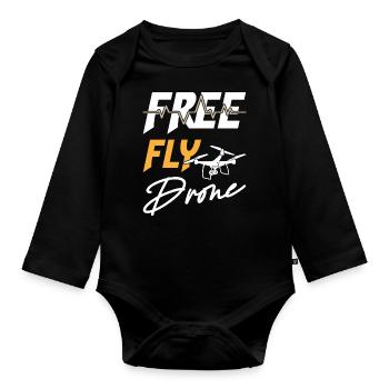 Free Fly Drone - Organic Longsleeve Baby Bodysuit - black - Front
