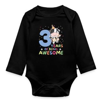 Vache pour les enfants de 3 ans - Body Bébé bio manches longues - noir - Devant