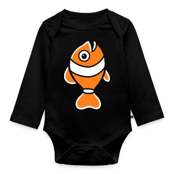 Humour petit poisson clown - Body Bébé bio manches longues - noir - Devant