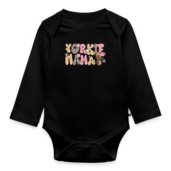 Yorkshire Terrier Groovy Yorkie Mama - Baby Bio-Langarm-Body - Schwarz - Vorne