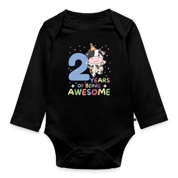 Vache pour les enfants de 2 ans - Body Bébé bio manches longues - noir - Devant