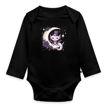 Kawaii gothique Axolotl couleurs Pastel gothique gothique - Body Bébé bio manches longues - noir - Devant