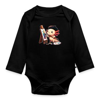 Painter Art Artist Axolotl - Organic Longsleeve Baby Bodysuit - black - Front