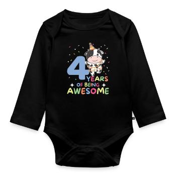 Vache pour les enfants de 4 ans - Body Bébé bio manches longues - noir - Devant