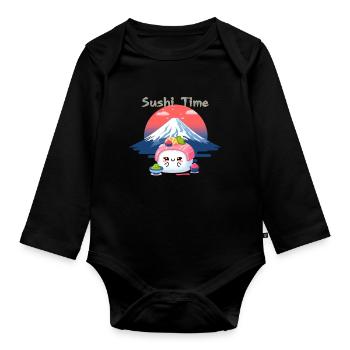Sushi Sushi - Organic Longsleeve Baby Bodysuit - black - Front