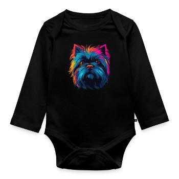 Aquarelle colorée Affenpinscher - Body Bébé bio manches longues - noir - Devant