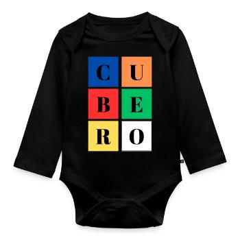 Quadratischer Eimer Farben SpeedCuber - Baby Bio-Langarm-Body - Schwarz - Vorne