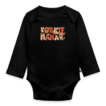 Yorkshire Terrier Groovy Yorkie Mama - Baby Bio-Langarm-Body - Schwarz - Vorne